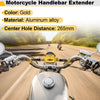 Motorcycle Handle Bar Extender Bracket 265mm Center Hole Gold Tone