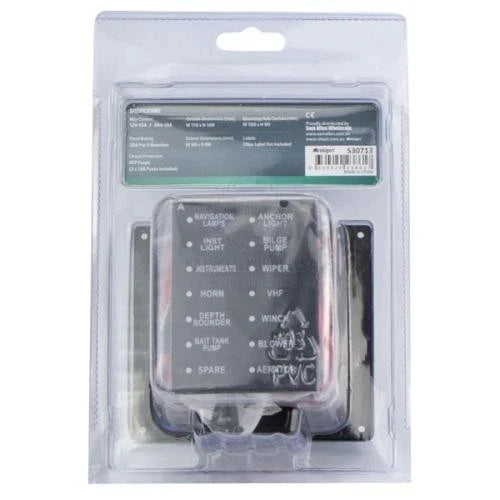 Marine Switch Panel Push Button 6 Gang Splashproof S/S with LED Indicators