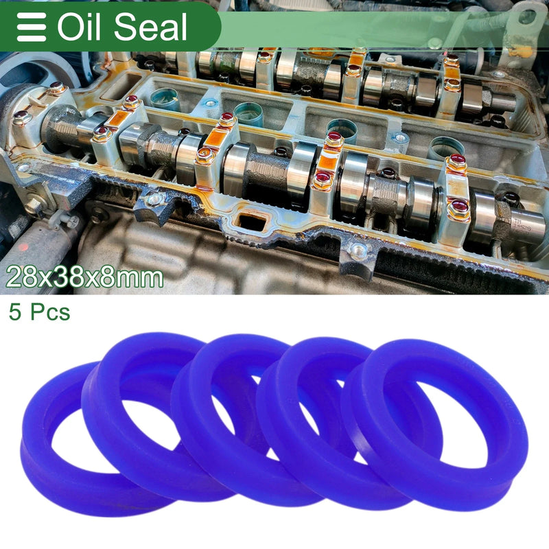 Make Model Oil Seal 28x38x8mm Rotary Shaft Seal TPU Blue 5 Pcs