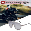 Motorcycle Silver Tone Lens Gray Frame Tri-Acetyl Cellulos PC Goggles