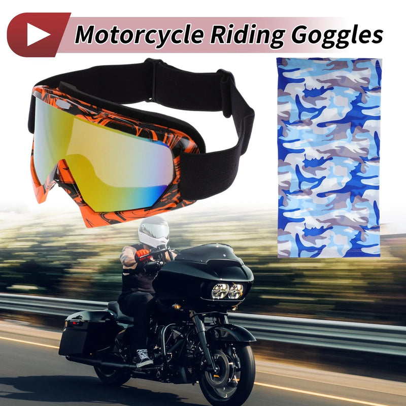 Goggles Motorcycle Riding Goggles Colorful Lens Orange Black Frame PC TPU