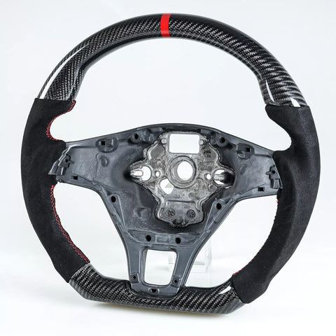 VW Golf MK7, Polo MK6 Carbon Suede Red Steering Wheel (2012-2020)