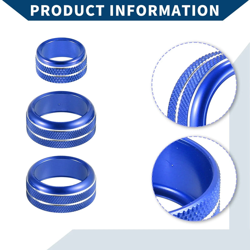 Toyota Supra (2018-2022) - 3 Pcs Blue AC Radio Volume Knob Cover Ring