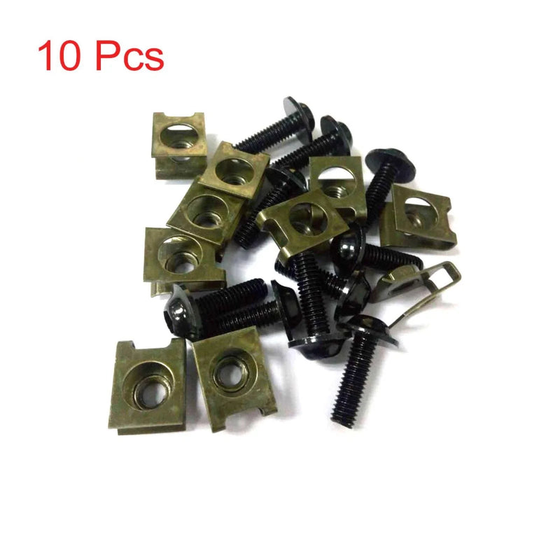 Make Model 10x Metal U-Type M6 Fairing Fasteners Clips Black Bolts Screws