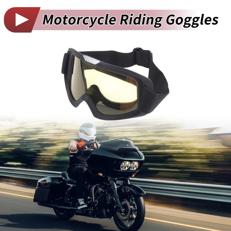 1 Pc Motorcycle Riding Goggles Yellow Lens Black Frame PC Cycling Sunglasses