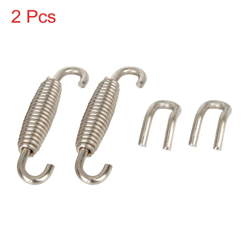 2 x 45mm Motorcycle Exhaust Pipe System Muffler Coil Spring w Pull Hooks