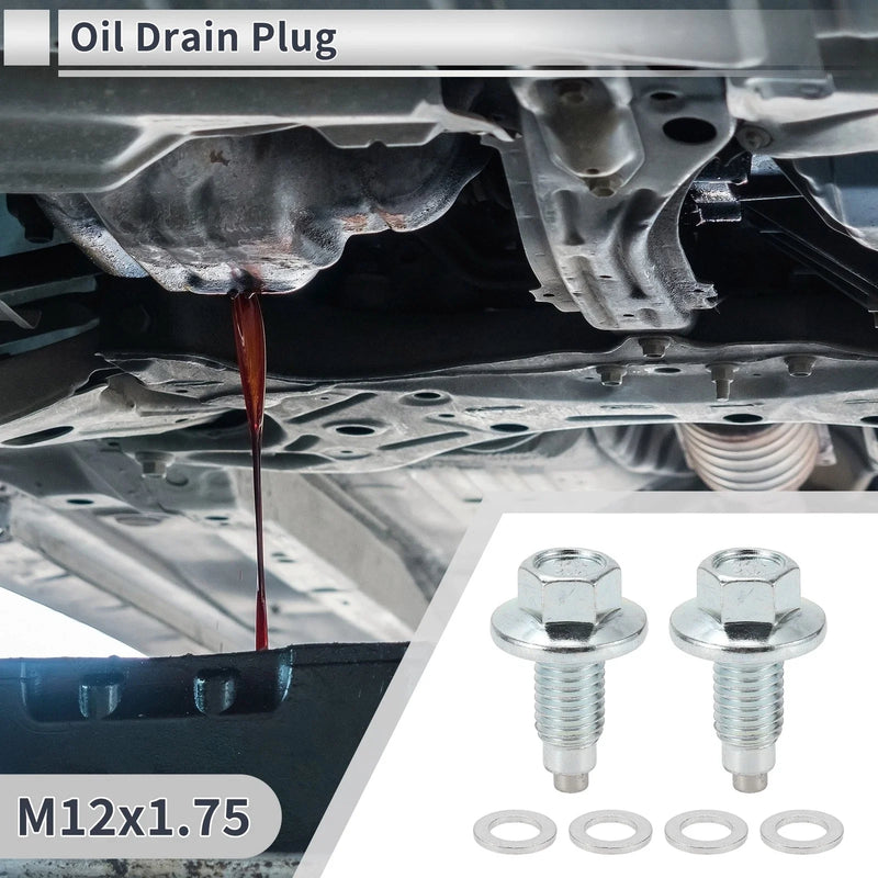 Car / Motorcycle Set M12x1.75 1.59" Height Engine Oil Drain Plug with Gasket