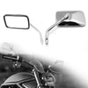 Chrome Rectangular Motorcycle Rear View Mirrors 10mm Thread Universal