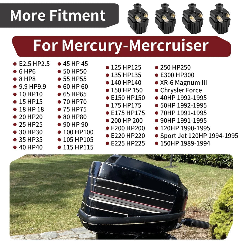 Mercury Outboard 50-100 hp 4 x Ignition Coil (1998–2023)
