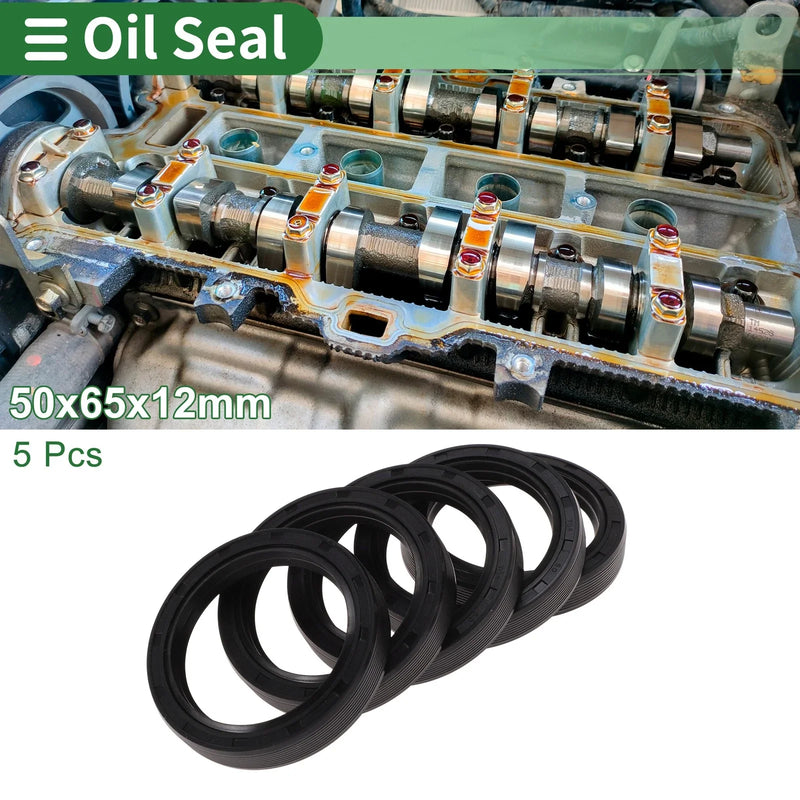 Make Model Oil Seal NBR Rubber 50x65x12mm Black 5 Pcs