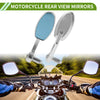 All Models Motorcycle Rear View Mirrors 1 x Set Oval Shape Silver Tone Aluminum Alloy