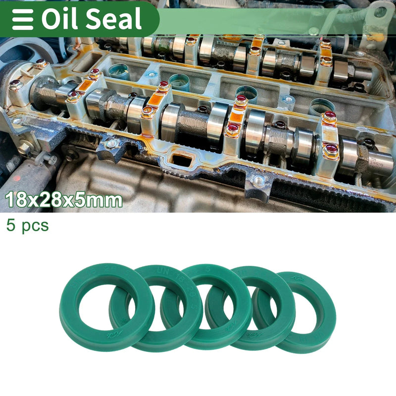 Oil Seal 5 Pcs Seal Ring Rotary Shaft Seal TPU 18x28x5mm High Pressure Green