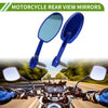 Motorcycle 2 x Rear View Mirrors Oval Shape Handlebar Blue Aluminum Alloy