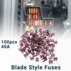40A Mini Blade Fuses - Durable Short Circuit Protection - 100 Pcs