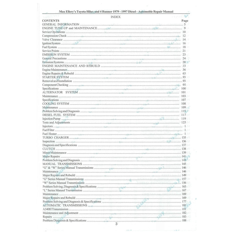 Hilux 4Runner Diesel L 2L 3L 1979-97 Workshop Repair Manual Book Ellery