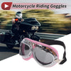 Motorcycle Riding Goggles Deep Gray Lens Pink Silver Frame PC PU Sponge