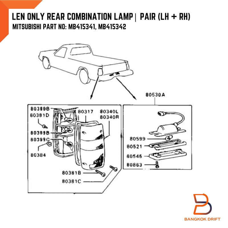 Mitsubishi Triton Rear Tail Light Lens (1986-1996)