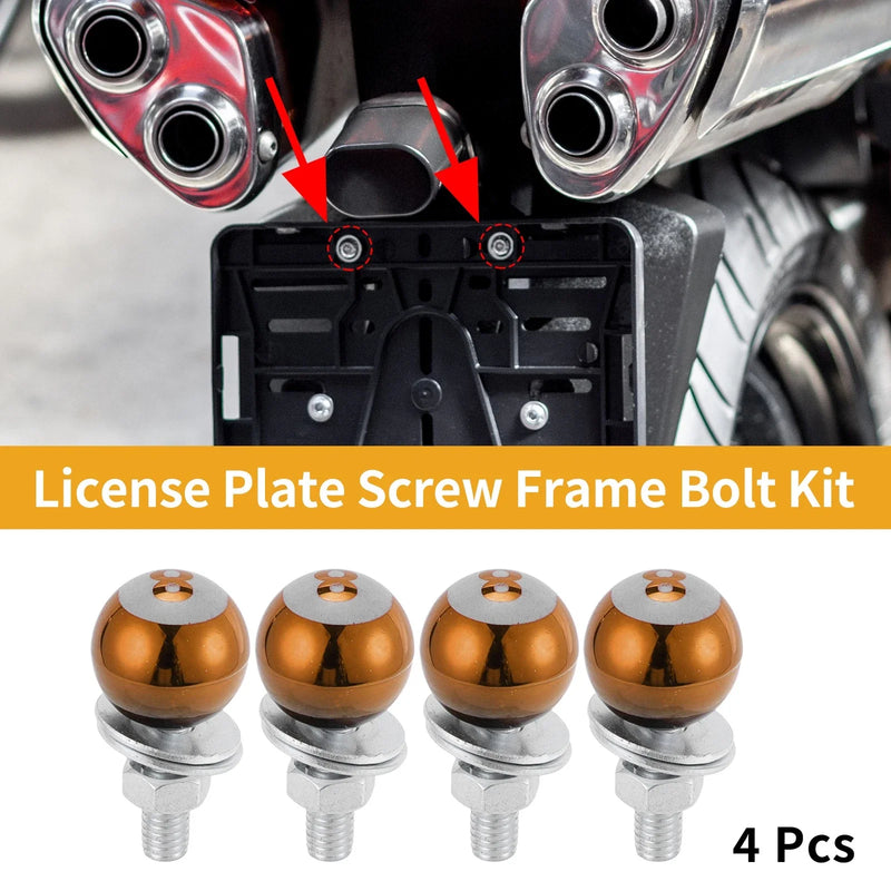 Motorcycle M6 License Plate Screws Cover Orange 40mm