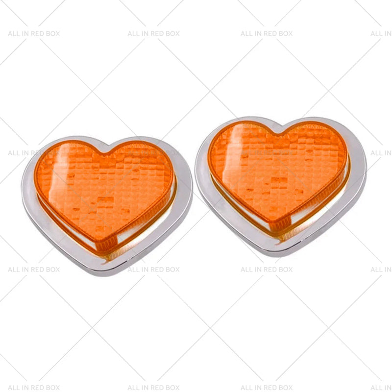 Heart 12V LED Side Marker Indicators Clear Flash Amber