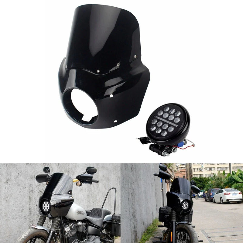 Harley Softail Low Rider LED Headlight & Fairing Windshield Set (2018-2023)