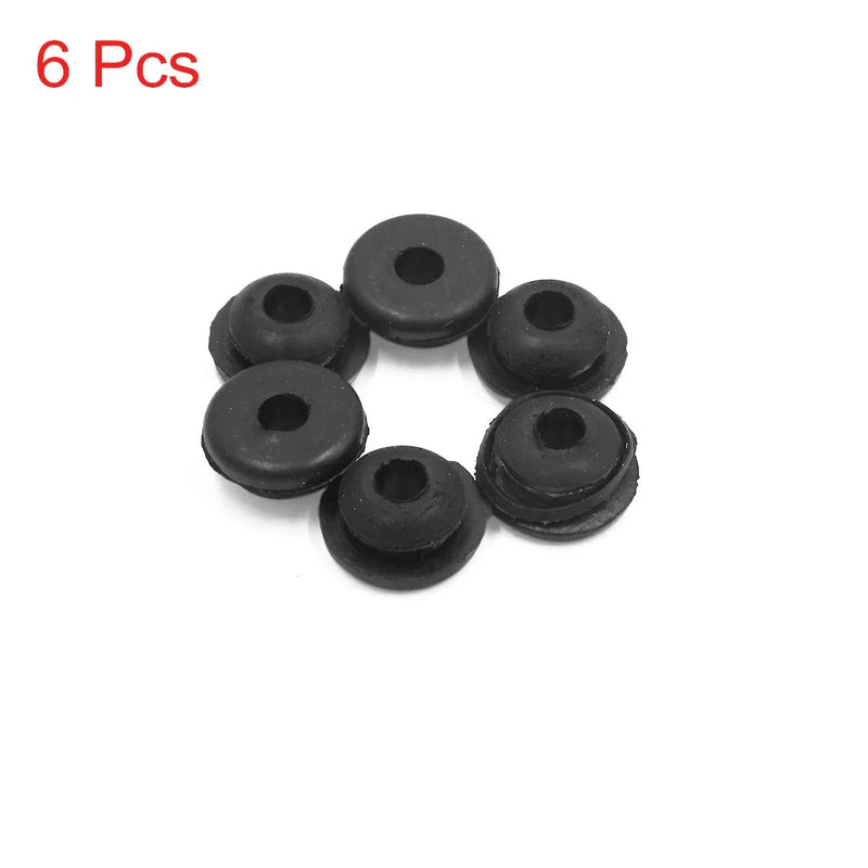 Car Motorcycle 6pcs 6mm Hole Diameter Black Rubber Shock Absorber Bushings