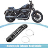 Set Universal Motorcycle Curve Exhaust Heat Shield Cover with Clamp Black