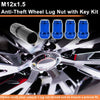 Blue Honda Toyota M12x1.5 Tire Wheel Locking Nut with 1 Socket Key
