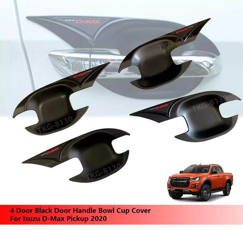 Isuzu D-Max 4 x Dr Black Handle Bowl Cup Covers (2020)