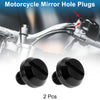 Motorcycle 2 x Right Hand M8x1.25 Mirror Hole Plugs & Screws Black