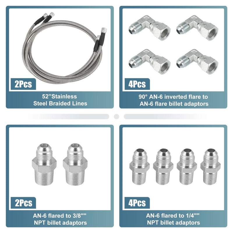 Chevy TH350 TH400 700R4 53" Transmission Cooler Hose Line Fitting Set
