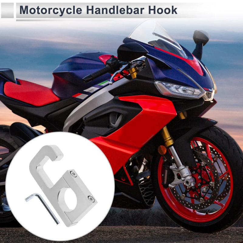 Square Aluminum Alloy Motorcycle Hanging Hook 1 Set Silver Tone 74mm Length