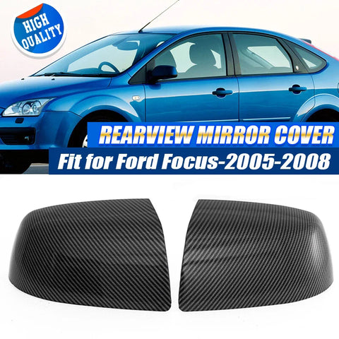 Ford Focus 2 x Carbon Black Wing Mirror Cover Caps (2005-2008)