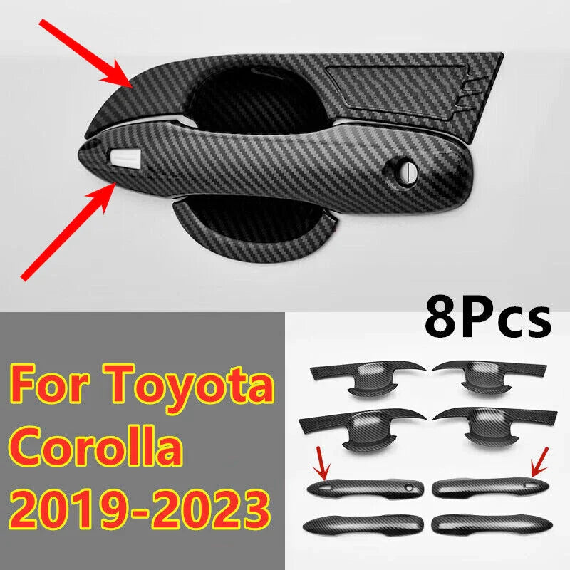 Toyota Corolla 8Pcs Carbon Fiber Door Handle Bowl Cover Trim (2019–2023)