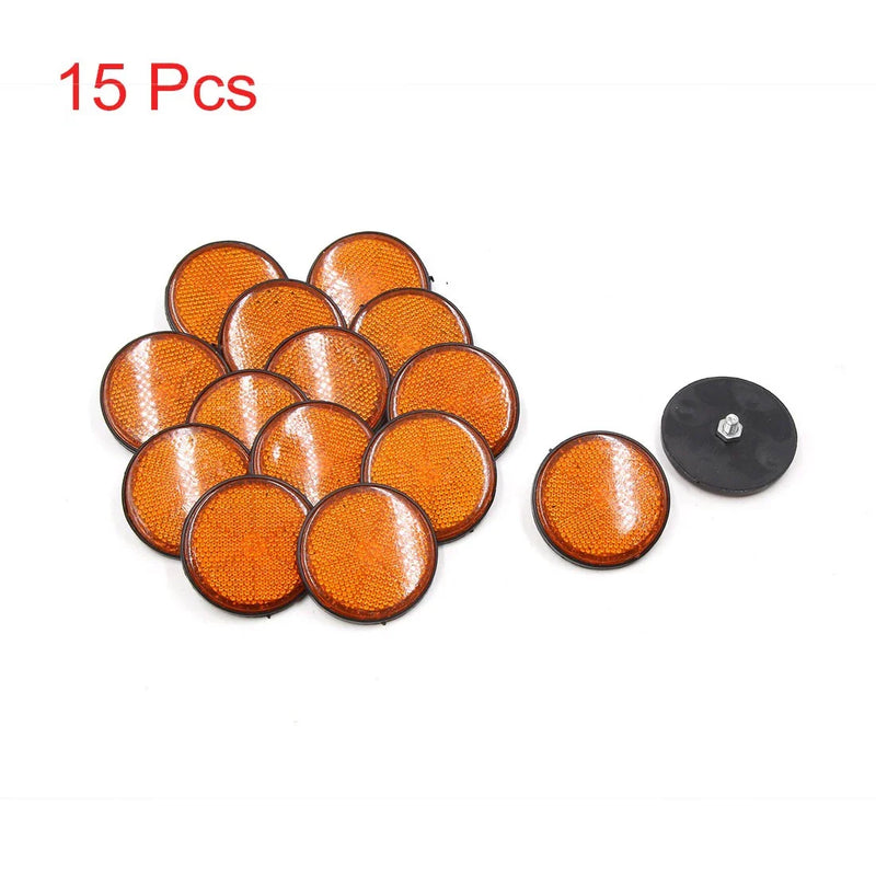 Motorbike Reflector 15 Pcs 55mm Orange Black Plastic Round