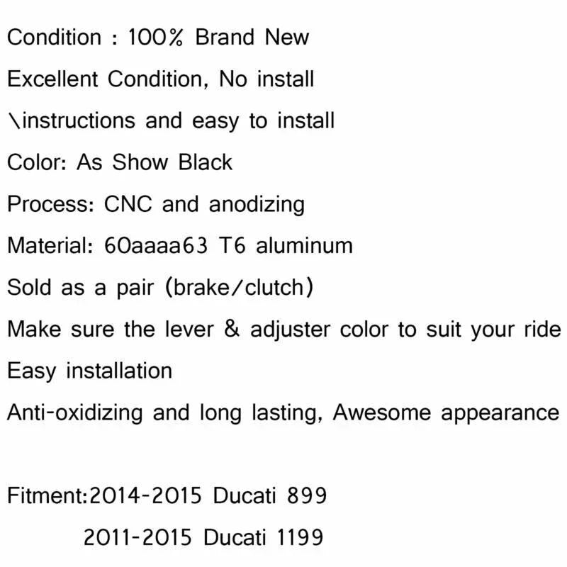 Ducati 899 (2014-2015), 1199 Black Brake Clutch Lever (2011-2014)