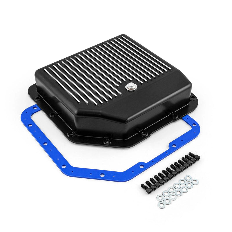 GM TH350 Finned Black Extra Capacity Aluminum Transmission Oil Pan