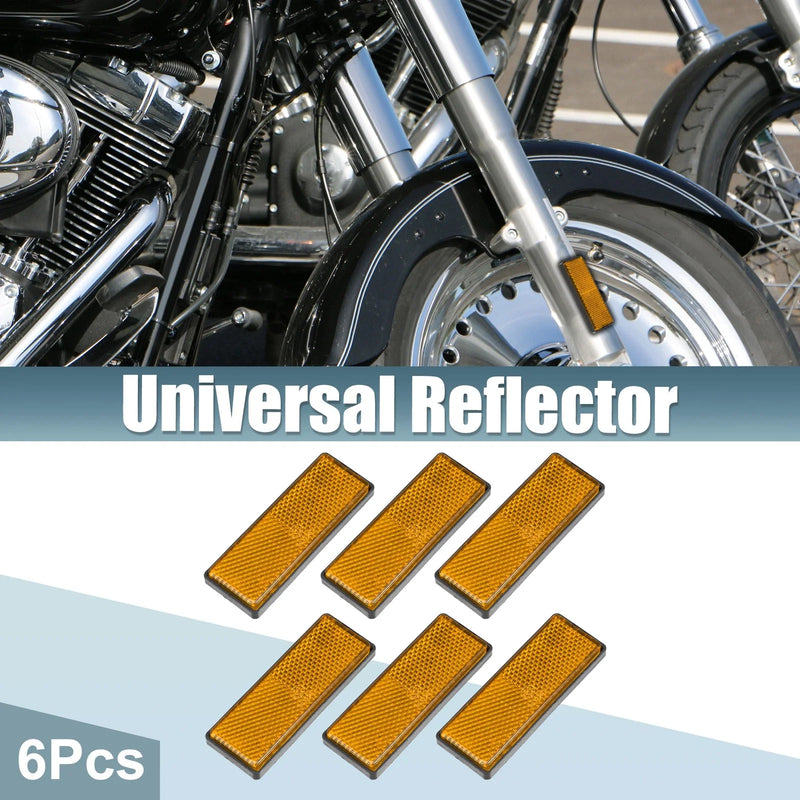 Motorcycle 6 x Rectangular Stick-on Safety Spoke Reflector Orange