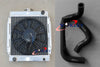 Datsun 1200 3 Row Aluminum Radiator + Fan + Blue Hose (1970-1976)