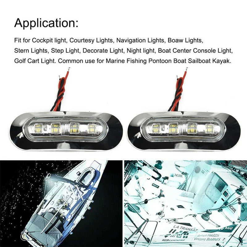 Marine Boat LED Deck Courtesy 4 x Waterproof 12V-24V Stern Transom Light