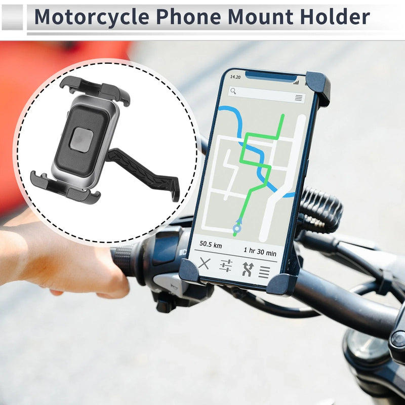 Motorcycle Rearview Mirror 4.7-7.2 Inches Black Phone Mount Holder