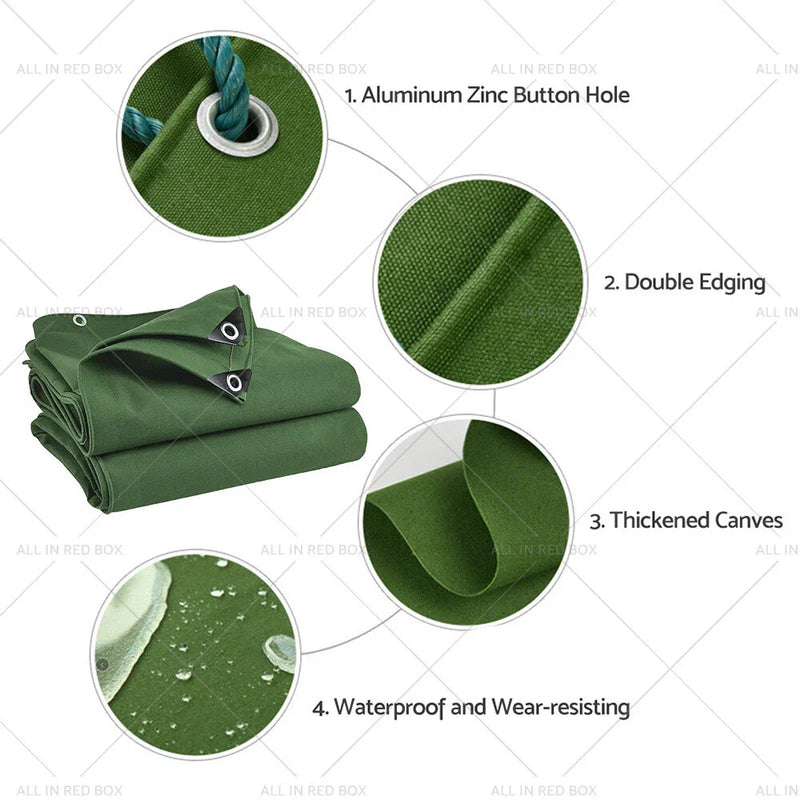 Heavy Duty Canvas Tarp 3 x Army Waterproof Sun Blocked Tarpaulin