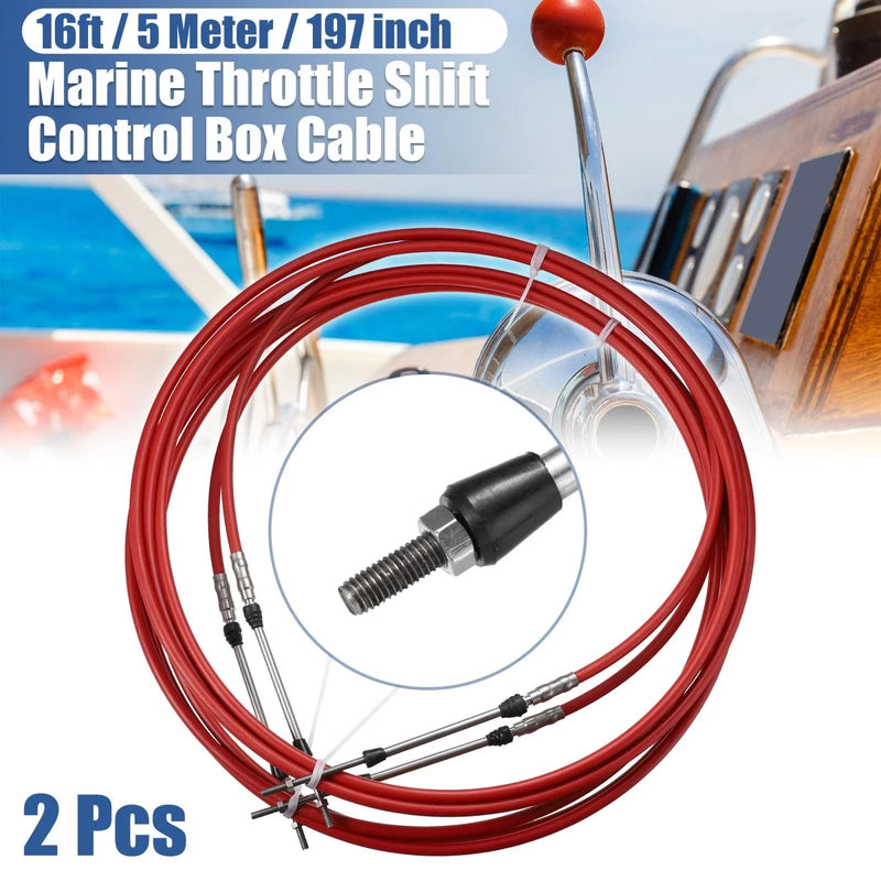 Yamaha Red 2 x Marine Shift Remote Control Box Cable 16ft