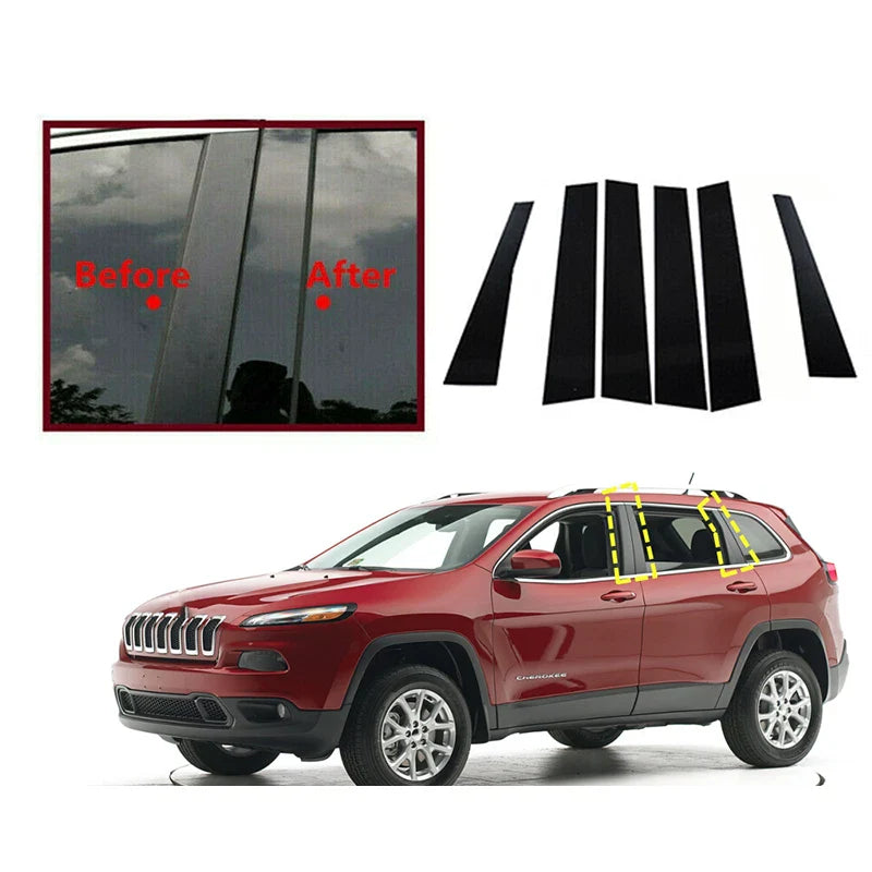 Jeep Cherokee 6x Pillar Posts Door Trim Piano Cover (2014–2022)