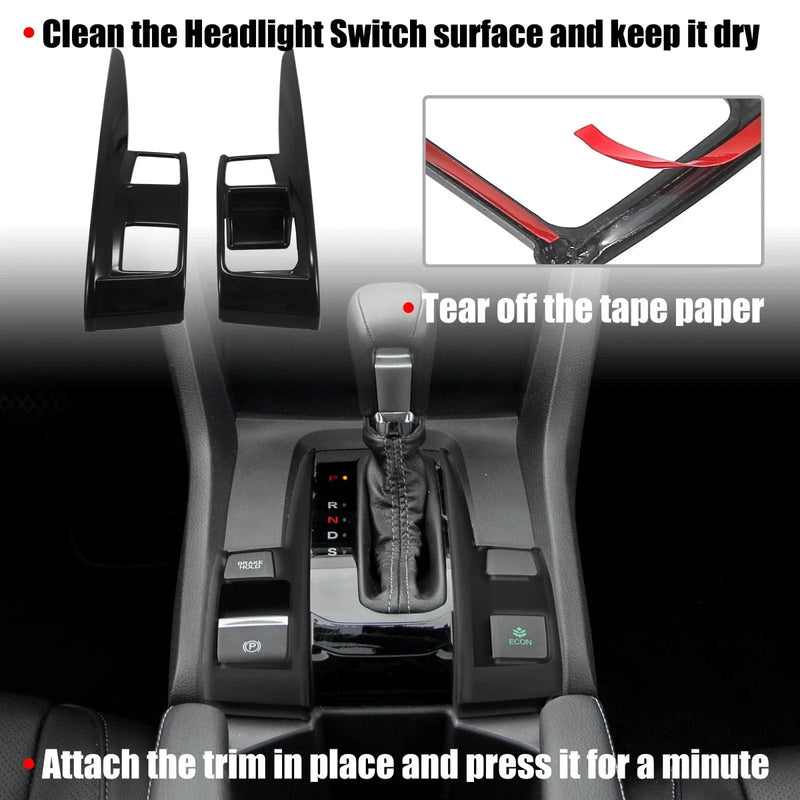 Honda Civic 2016-2021 - 1 Pair Black Gear Boot Trim Stickers