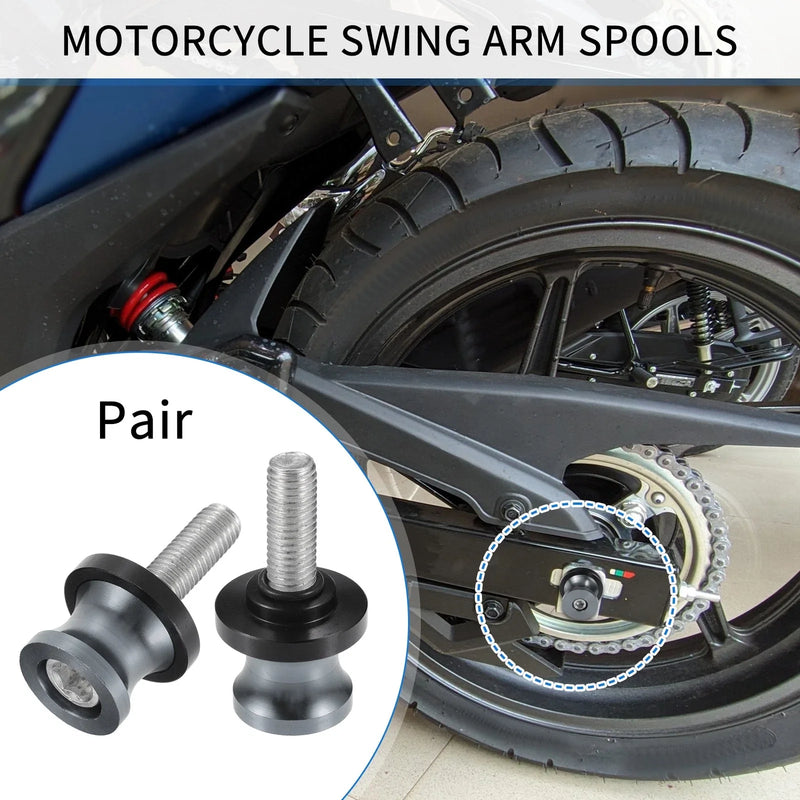 Motorbike Swingarm Spools Aluminum Alloy Titanium Tone / 1 Pair 10mm M10x1.5
