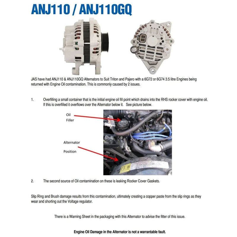 Mitsubishi Pajero NJ NK NL 6G74 Alternator (1995-2000)