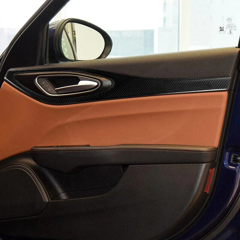 Alfa Romeo Giulia 2017-19 Soft Carbon Fiber Interior Door Handle Panel Trim