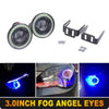 Car Truck 2 x 3" LED Fog Lights Round Blue COB Angel Eyes Halo