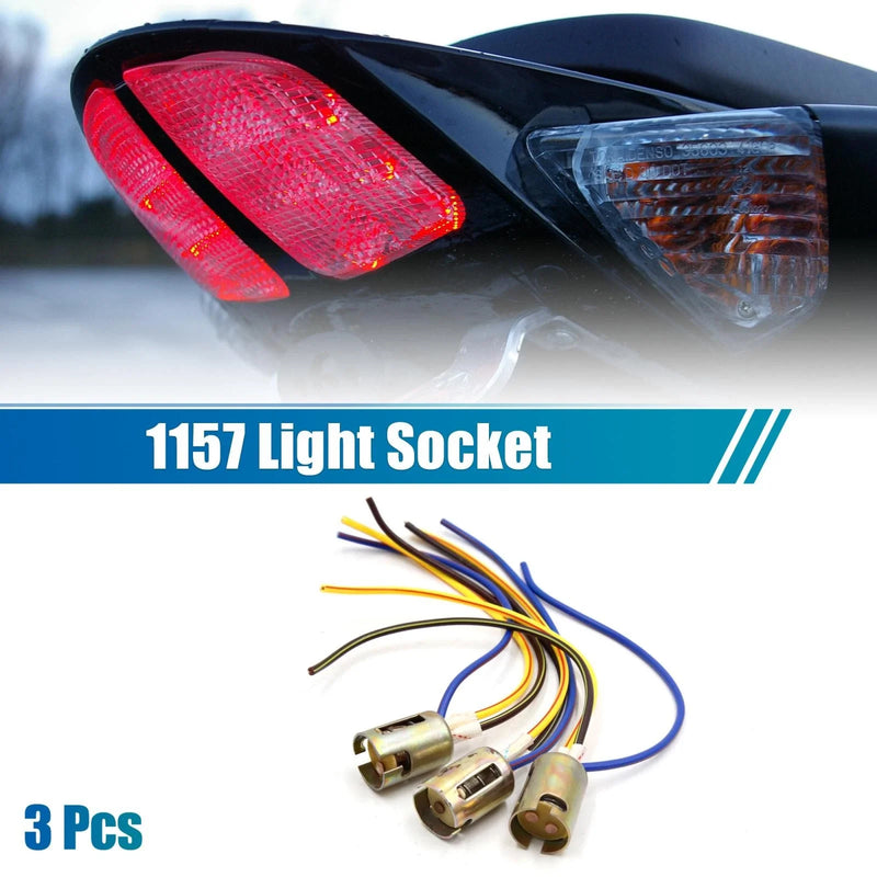 Motorcycle 3x 1157 LED Motorcycle Brake Light Extension Wire Socket