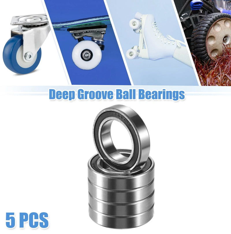 5 Pcs Bearing 20x32x7mm Double Rubber Shield Auto Deep Groove Ball Bearings
